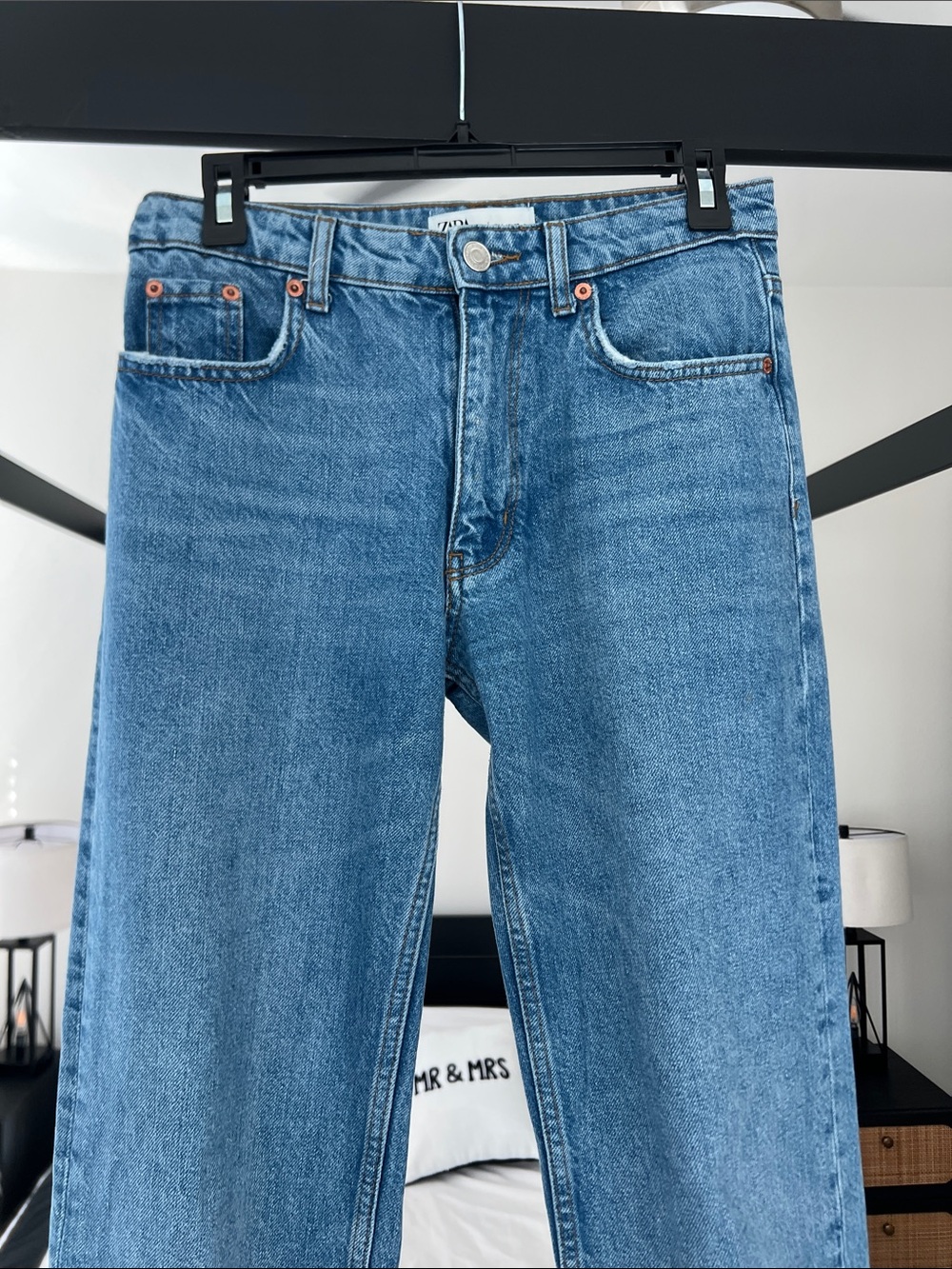 Zara Light Blue Women's Straight-Leg Jeans